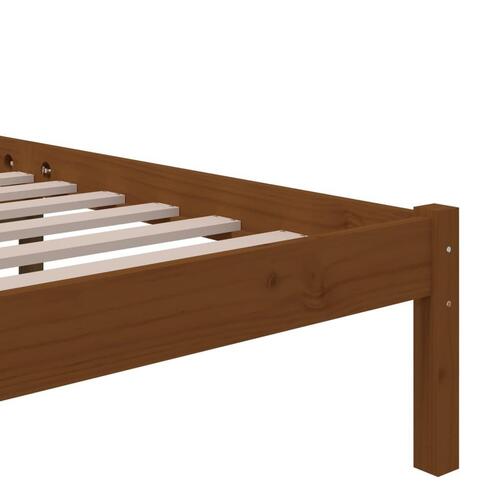 Sengeramme 140x190 cm massivt fyrretræ gyldenbrun