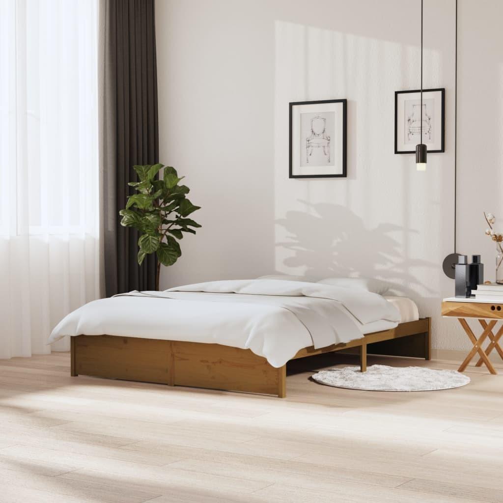 Sengeramme 150x200 cm King Size massivt træ gyldenbrun