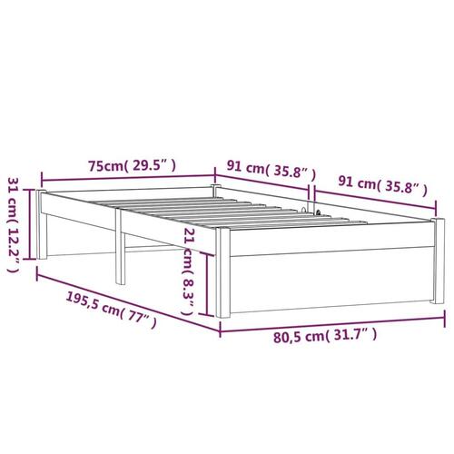 Sengeramme 75x190 cm massivt træ
