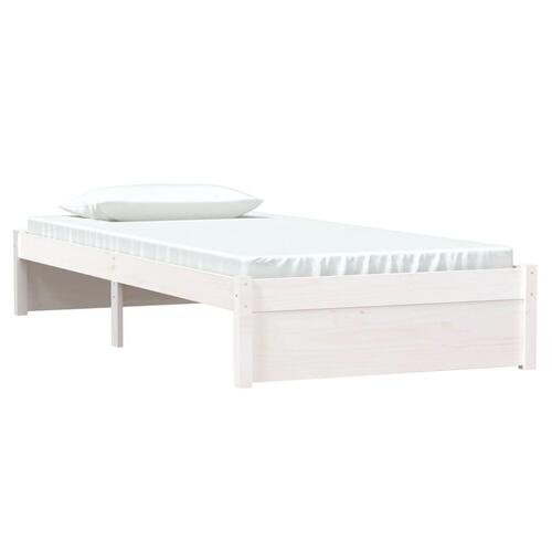 Sengeramme 90x190 cm Single massivt træ hvid
