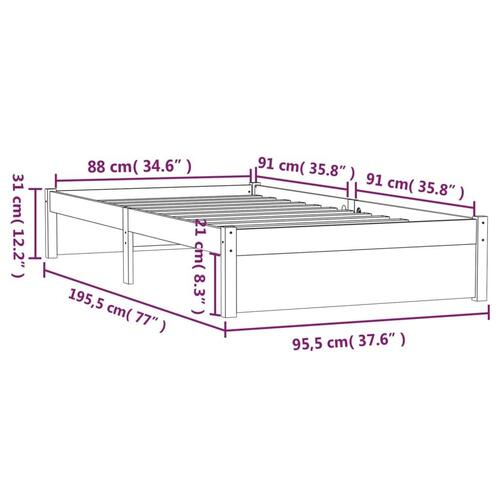 Sengeramme 90x190 cm Single massivt træ gyldenbrun