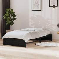 Sengeramme 90x190 cm Single massivt træ sort