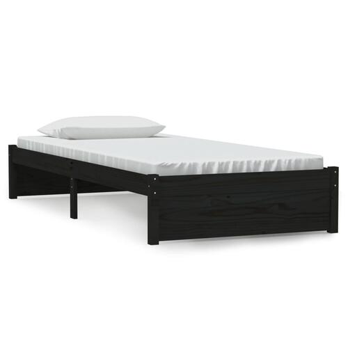 Sengeramme 90x190 cm Single massivt træ sort