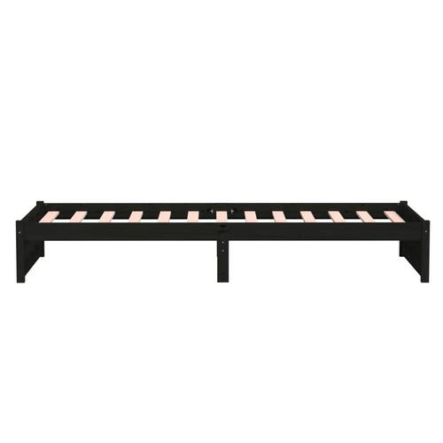 Sengeramme 90x190 cm Single massivt træ sort