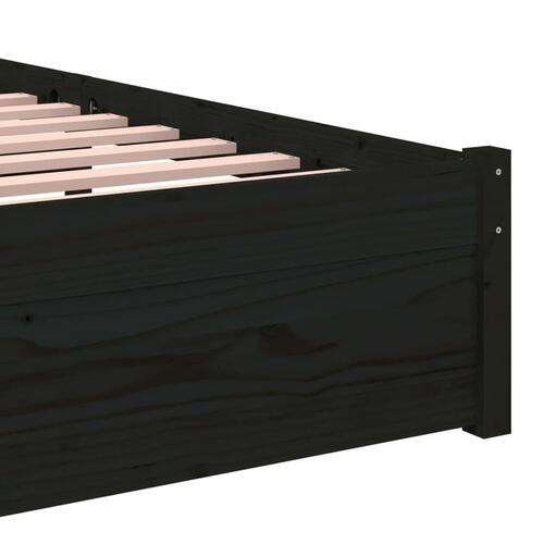 Sengeramme 90x190 cm Single massivt træ sort