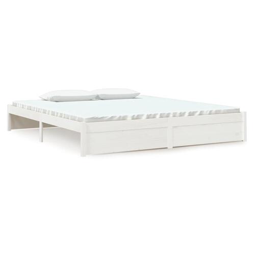 Sengestel 180x200 cm Super King massivt fyrretræ hvid