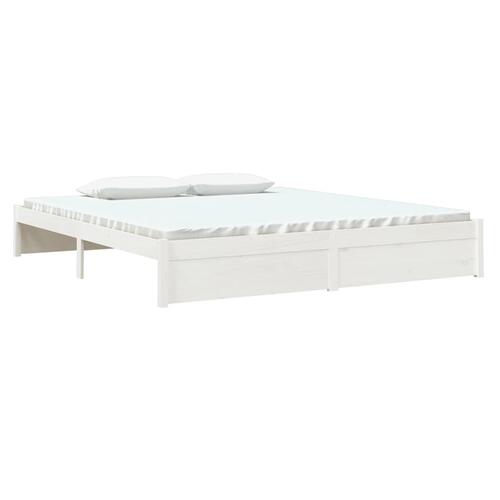 Sengestel 180x200 cm Super King massivt fyrretræ hvid