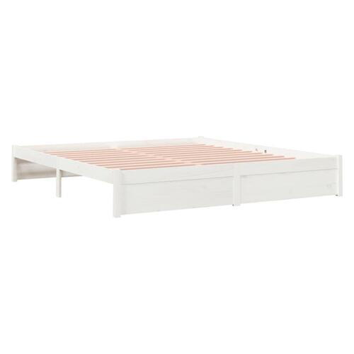 Sengestel 180x200 cm Super King massivt fyrretræ hvid