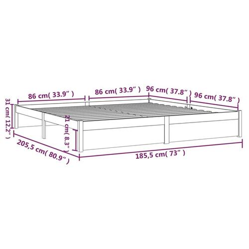 Sengestel 180x200 cm Super King massivt fyrretræ hvid