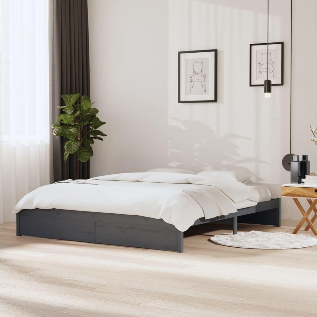 Sengestel 180x200 cm Super King massivt fyrretræ grå