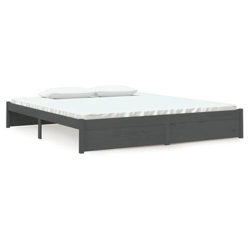 Sengestel 180x200 cm Super King massivt fyrretræ grå