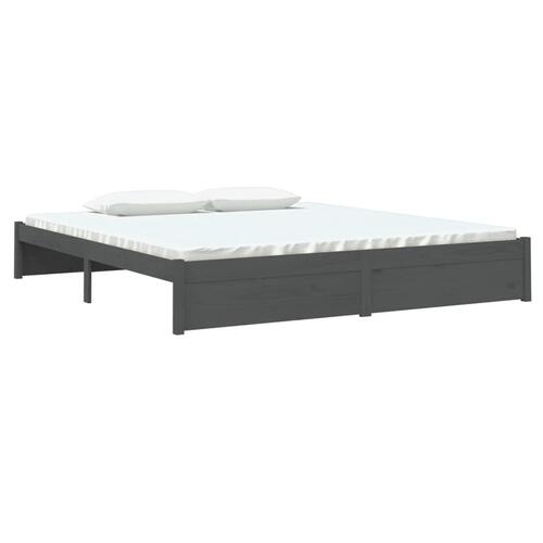Sengestel 180x200 cm Super King massivt fyrretræ grå
