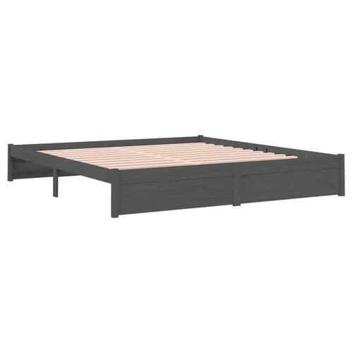 Sengestel 180x200 cm Super King massivt fyrretræ grå