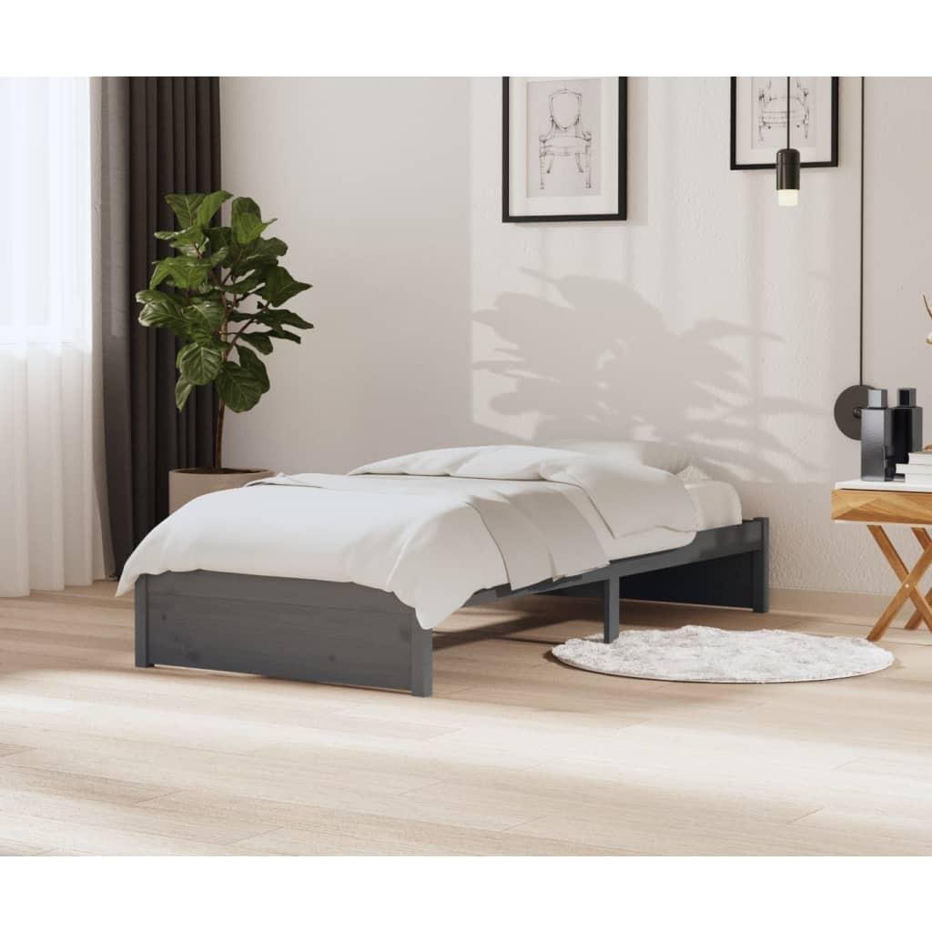 Sengeramme 90x200 cm massivt træ grå