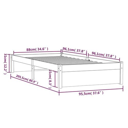 Sengeramme 90x200 cm massivt træ gyldenbrun