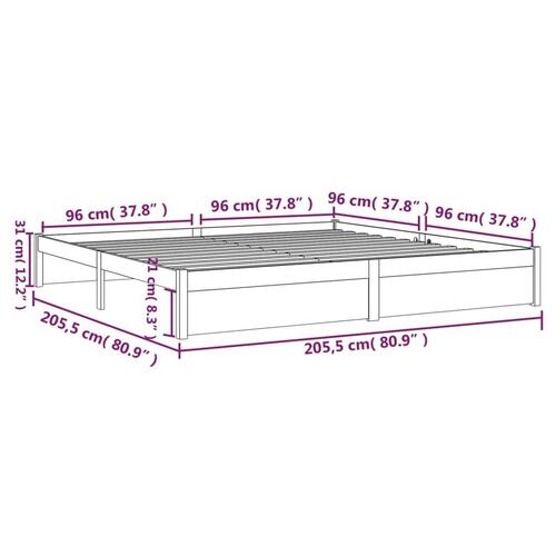 Sengeramme uden madras 200x200 cm massivt træ