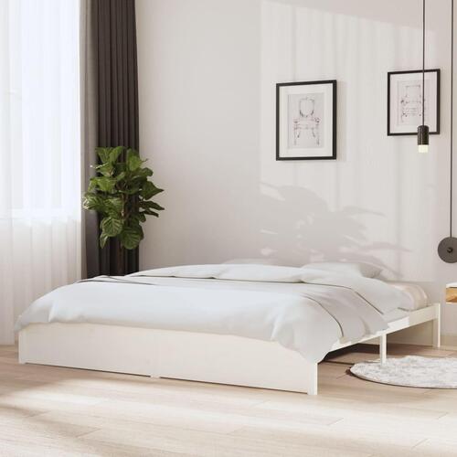 Sengeramme 200x200 cm massivt træ hvid