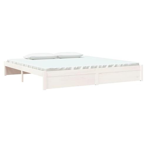 Sengeramme 200x200 cm massivt træ hvid