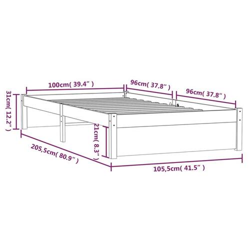 Sengeramme 100x200 cm massivt træ hvid