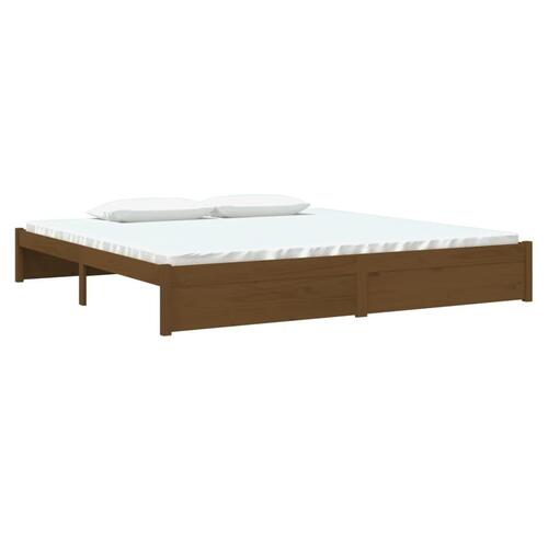Sengeramme 200x200 cm massivt træ gyldenbrun