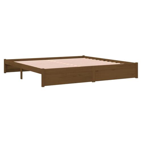 Sengeramme 200x200 cm massivt træ gyldenbrun