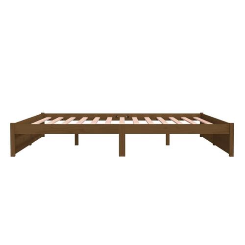 Sengeramme 200x200 cm massivt træ gyldenbrun