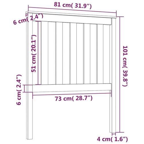 Sengegærde 81x6x101 cm massivt fyrretræ hvid