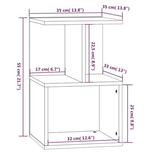 Sengeborde 2 stk. 35x35x55 cm konstrueret træ brun egetræsfarve