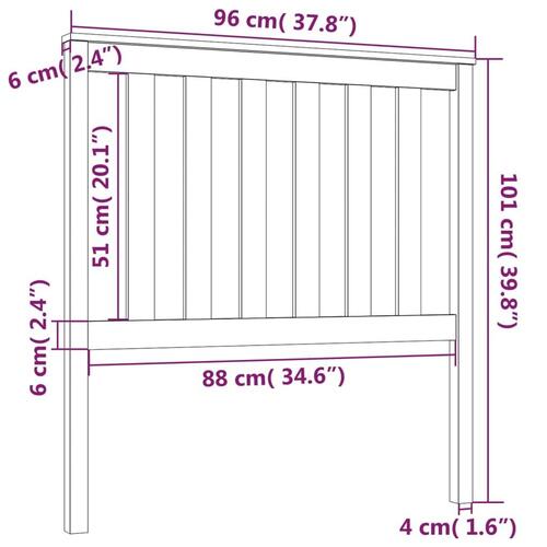 Sengegærde 96x6x101 cm massivt fyrretræ grå