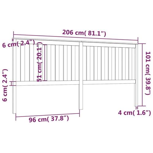 Sengegærde 206x6x101 cm massivt fyrretræ sort