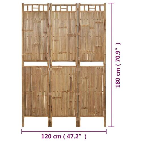 3-panels rumdeler 120x180 cm bambus