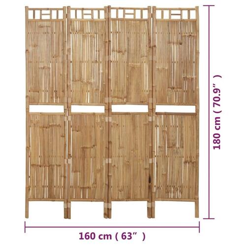 4-panels rumdeler 160x180 cm bambus