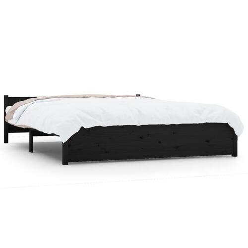 Sengeramme 140x190 cm massivt træ sort