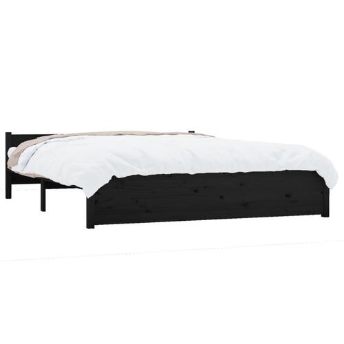 Sengeramme 140x190 cm massivt træ sort