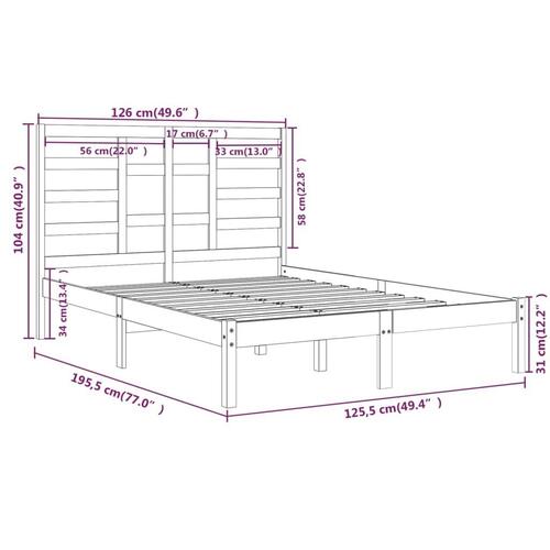 Sengeramme 120x190 cm massivt træ