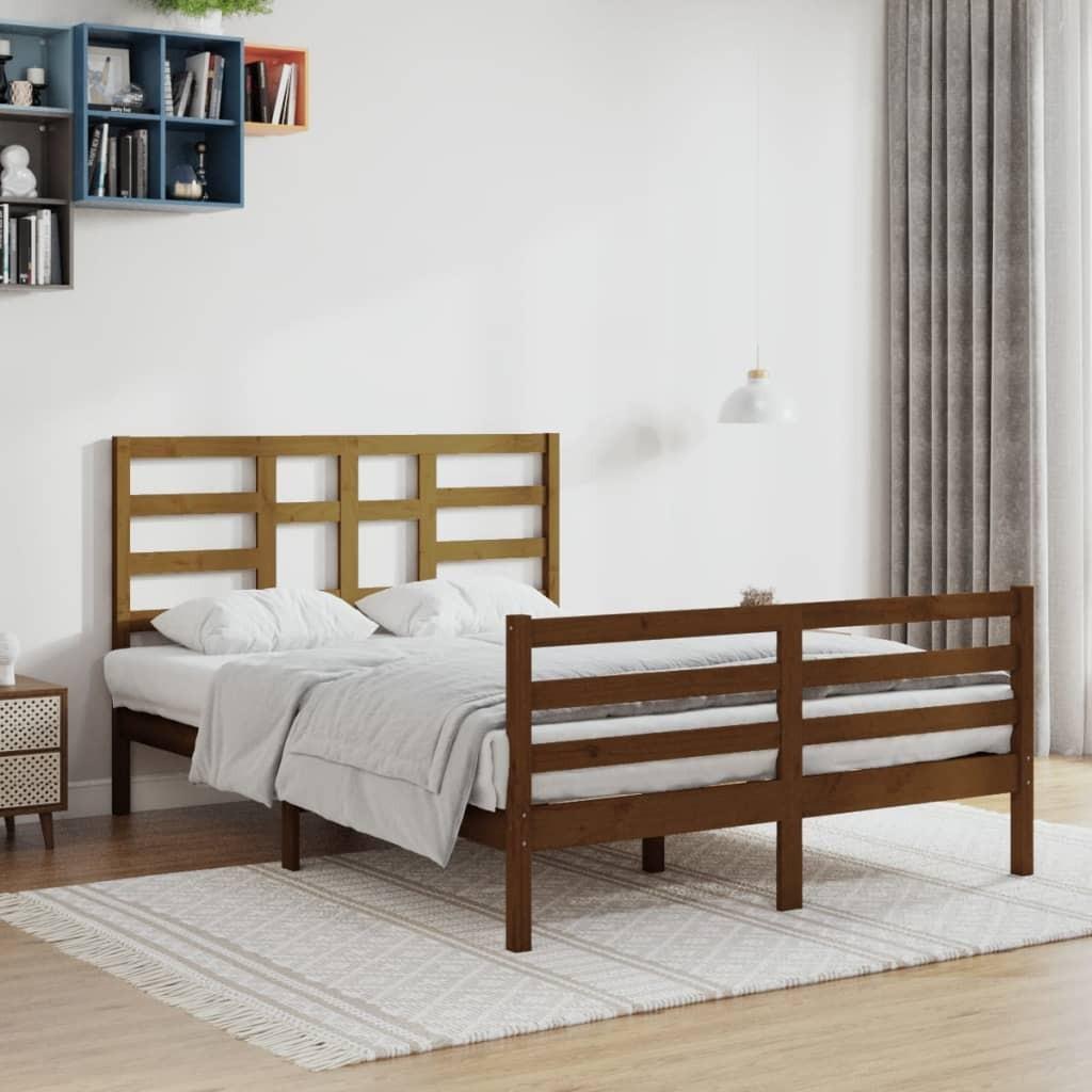 Sengeramme 140x200 cm massivt træ gyldenbrun