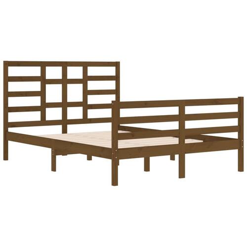 Sengeramme 140x200 cm massivt træ gyldenbrun
