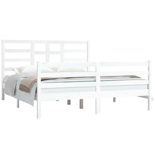Sengeramme 160x200 cm massivt træ hvid