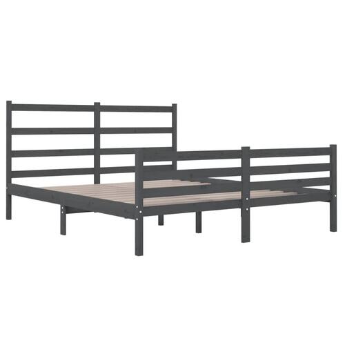 Sengestel 135x190 cm Double massivt fyrretræ grå