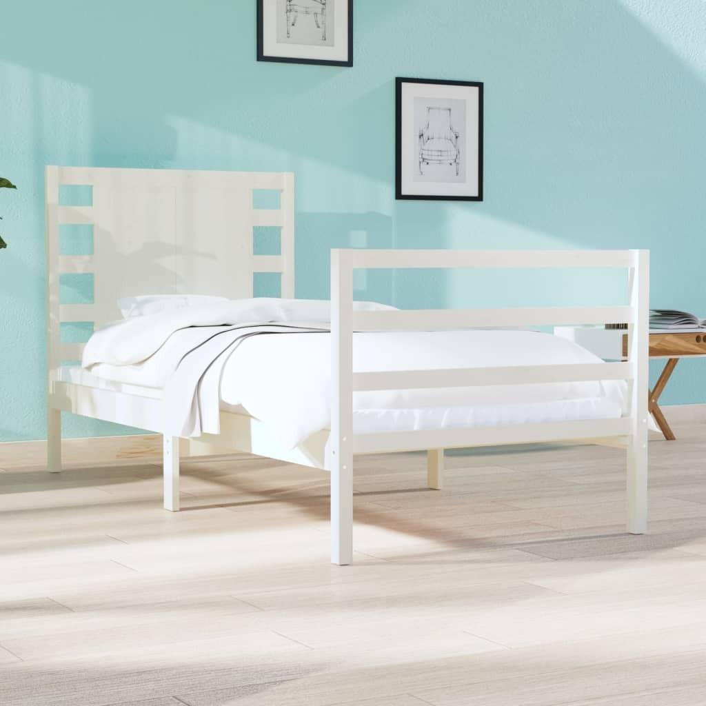 Sengeramme uden madras 90x190 cm massivt fyrretræ hvid