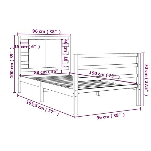 Sengeramme uden madras 90x190 cm massivt fyrretræ hvid