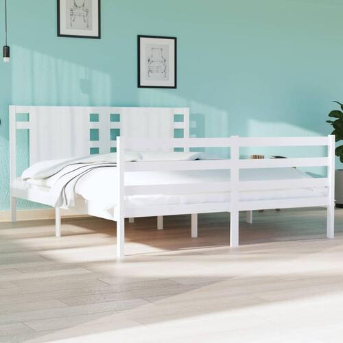 Sengeramme uden madras 140x190 cm massivt fyrretræ hvid