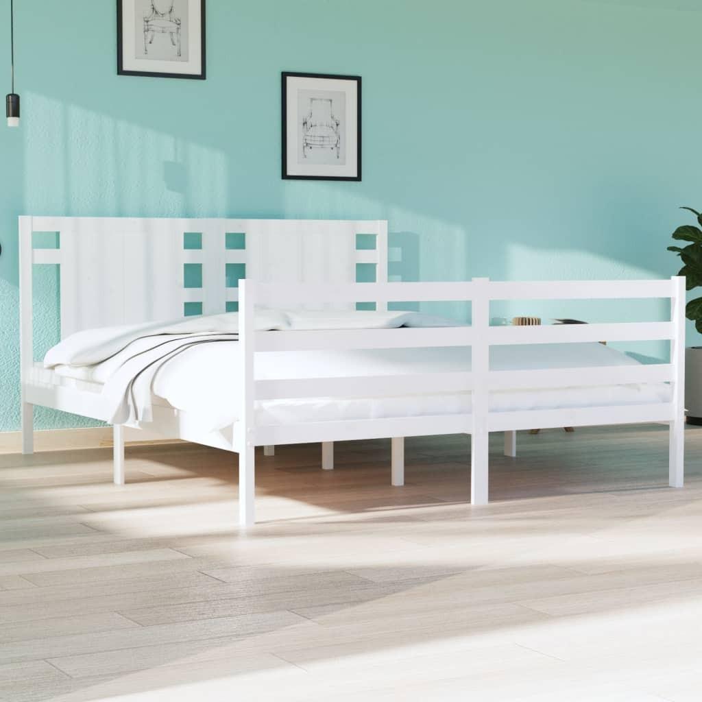 Sengeramme uden madras 140x190 cm massivt fyrretræ hvid