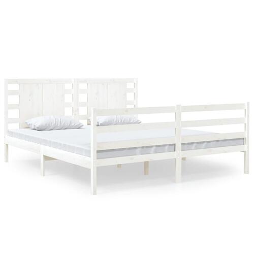 Sengeramme uden madras 140x190 cm massivt fyrretræ hvid