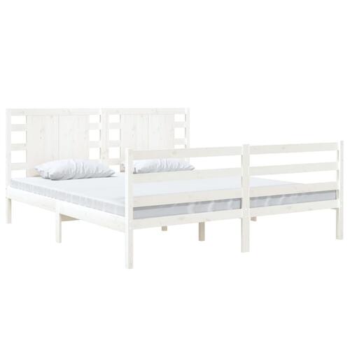 Sengeramme uden madras 140x190 cm massivt fyrretræ hvid