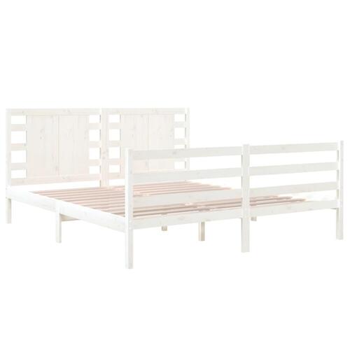 Sengeramme uden madras 140x190 cm massivt fyrretræ hvid