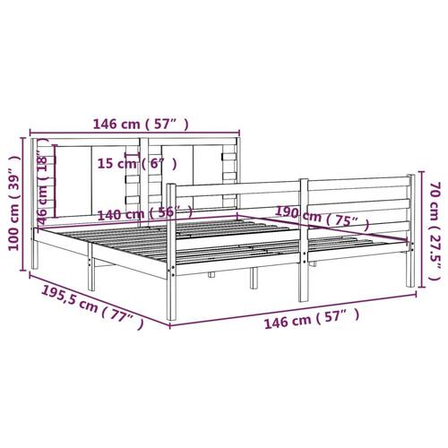 Sengeramme uden madras 140x190 cm massivt fyrretræ hvid