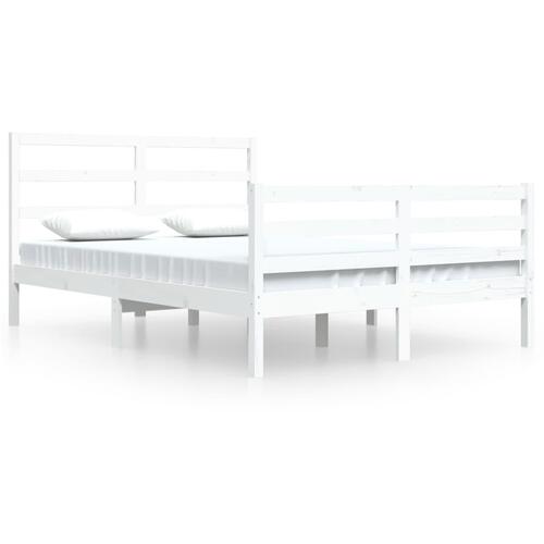 Sengeramme 140x200 cm massivt fyrretræ hvid