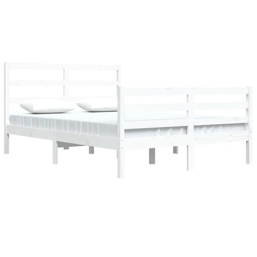 Sengeramme 140x200 cm massivt fyrretræ hvid
