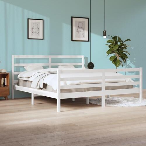 Sengeramme 200x200 cm massivt fyrretræ hvid